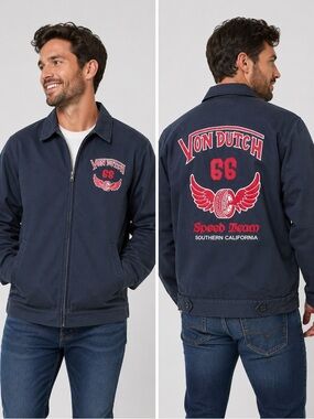 Von Dutch Navy Blue Southern California Speed Team Mechanical Jacket | NEW/NWT!!